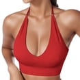 thumbnail image 2 of MIASHUI Bras for Women Halterneck Sports Bra Backless Deep V Neck Sports Bustier Padded Gym Bra Backless Adjustable Straps, 2 of 5