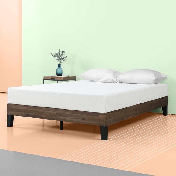 Zinus 12 Inch Acacia Wood Platform Bed Frame / No Boxspring Needed / Wood Slat Support / Easy Assembly / Tools Included, 5 Yr Warranty