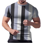 T-shirts à manches courtes à manches longues, gros et gros T-Shirts pour hommes Plus Taille Tees Casual Slim Fit Chemises, Marine, L