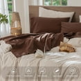 thumbnail image 4 of Bedding Sheet Set Washed Cotton Linen Like Textu Breathable Durable Soft Comfy (Dark Orange Queen), 4 of 6