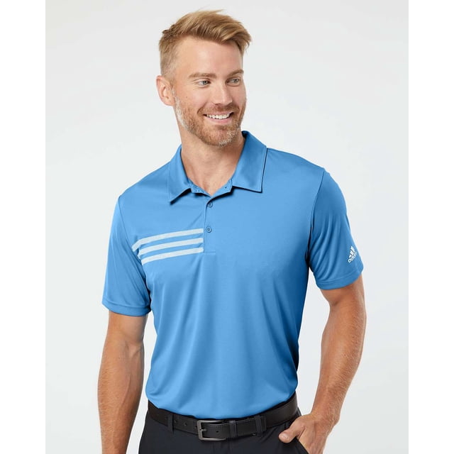 Adidas Mens 3-Stripes Chest Polo, 3XL, Lucky BlueWhite