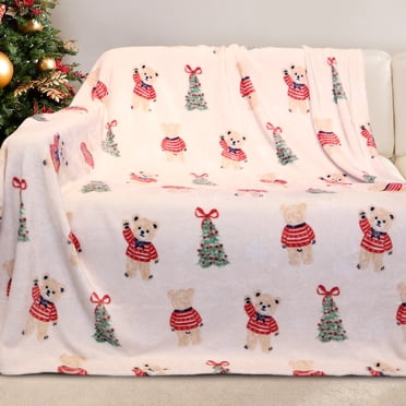 GOGREEN Couverture Douillette Couverture Imprimée Jeté Collection de Noël Couverture - Couverture en Molleton 300 G/m2 Jeté Taille Couverture pour Décoration de la Maison Couverture Ultra Douce Jeté en Microfibre (Jeté - 50 x 60 )