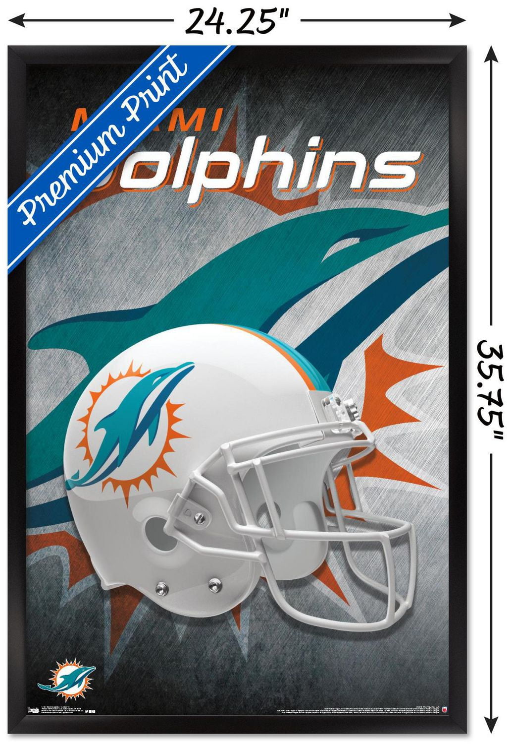 NFL Miami Dolphins - Helmet 18 Wall Poster, 14.725" x 22.375" Framed