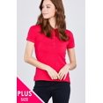 thumbnail image 1 of Saronite Basics Polo en Jersey de Coton à Manches Courtes, Rose Vif (Femmes), 1 of 4