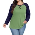 thumbnail image 2 of Yuyuzo Womens Plus Size Tops Color Block Long Sleeve Shirts Crew Neck Loose Fitted Comfy Plain Tunic Tee Shirts, 2 of 7