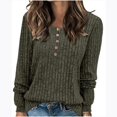 thumbnail image 2 of Besolor 2024 Chandails de Mode pour Femmes à Manches Longues Col Ras du Cou Décontractés Amples en Tricot Côtelé Chandails à Enfiler Hauts Vert Armée, 2 of 7