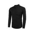 thumbnail image 2 of Faithtur Men's Spring Autumn Casual Shirt Solid Color Long Sleeve Stand Collar Button Tops, 2 of 9