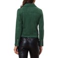 thumbnail image 3 of INSPIRE CHIC Women's Motorcycle Jacket Faux Suede Solid Color Asymmetric Zipper Jacket M Dark Green, 3 of 6