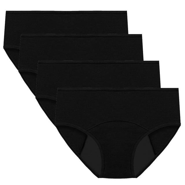 Culottes Menstruelles Étanches pour Femmes, Réutilisables, Confortables, Taille Mi-Haute, Hipster, Lot de 4