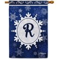 thumbnail image 1 of Welcome Winter Snowflake Monogram R Decorative House Flag Initial Letter Snow Deocr Banner for Inside and Outside 28x40 Inch Double Sided, 1 of 6