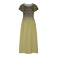thumbnail image 4 of Meichang Robes en Lin pour Femmes 2024 Rétro à Imprimé Floral Coupe Ample Robes Midi Manches Courtes Col Rond Robes d'Été Décontractées Évasées Légères Confortables Longues Robes de Travail Jaune m, 4 of 5