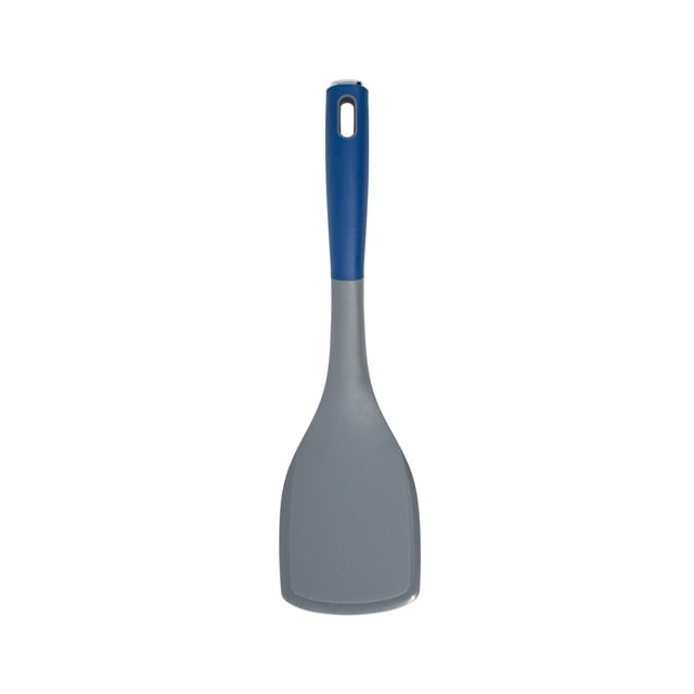 Farberware Ustensile de Cuisine à Poignée Souple, Spatule Solide avec Poignée Ergonomique Bleue et Tête de Spatule Grise Solide, Conçu pour une Cuisson Confortable et une Utilisation Sécuritaire sur Batterie de Cuisine Antiadhésive.