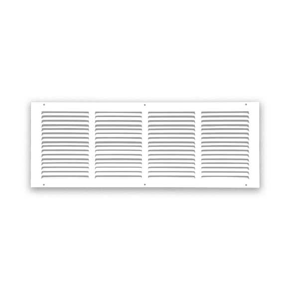 Air Return Grille 1 RA 24″x8″ for Sidewall and Ceiling – Steel Return Air Vent Duct Cover with Screws, Powder-Coated White Finish, Fits Standard Duct Openings, Outer Size 25-3/4″x9-3/4″