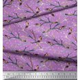thumbnail image 3 of Soimoi Purple Poly Georgette Fabric Branch,Dot & American Robin Bird Print Sewing Fabric BTY 52 Inch Wide, 3 of 3