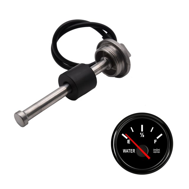 0-190Ohm 52MM Water Level Gauge Red Backlight Water Tank Level Indicator Meter With Fuel Level Sensor 200MM 250MM 300MM 400MM ,Easy to Install