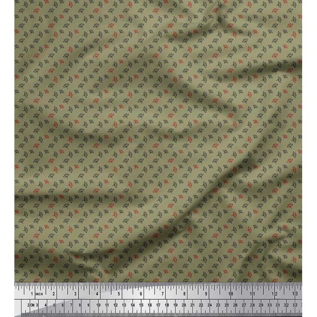 Soimoi Polyester Crepe Fabric Artistic Floral Shirting Decor Fabric Printed Yard 42 Inch Wide