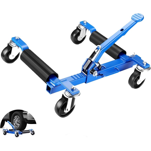 Car Wheel Dolly with Tire Jack 1500 lbs Capacity Portable Trailer Dolly with Pedal Jack 12in Wheel Support Vehicle Positioning Dolly for Auto Repair and Moving Set of 1 Blue
