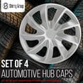 thumbnail image 2 of Wheel Cover Kit, 17 Inch Hubcaps Set of 4 Automotive Hub Caps with Universal Snap-On Retention Rings, 1-Tone ABS Plastic Silver Rim Covers for All Makes, Models (SG-5084-B-17), 2 of 7