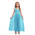 thumbnail image 1 of TiaoBug Combinaison à Sequins pour Filles Combinaisons Sans Manches Robe Maxi en Chiffon Combinaisons pour 7-14 Ans Bleu 10, 1 of 6
