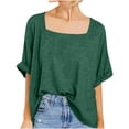 thumbnail image 1 of Timegard Womens Tops Square Neck Short Sleeve Comfy Casual Loose Top Basic T Shirt Oversized Blouse, 1 of 7