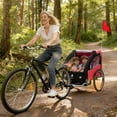 thumbnail image 2 of Aosom Remorque de Vélo 2 Places pour Enfants, Poussette pour Bébé avec Sac de Rangement, Rouge, 2 of 10