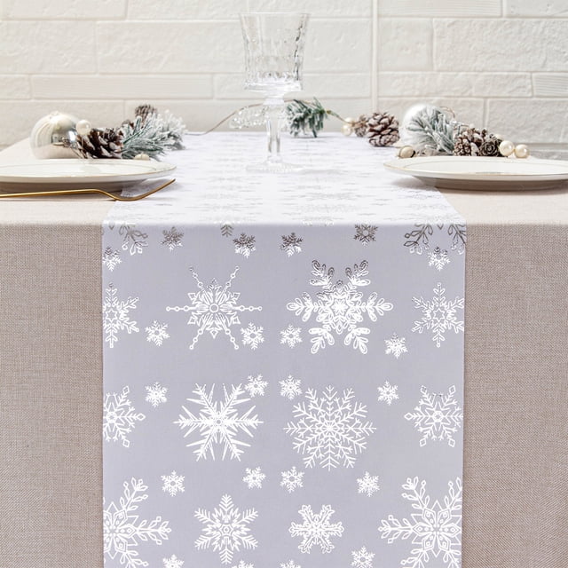 Chmadoxn Décorations de Noël, Ornements de Noël, Flocons de Neige Chemin de Table de Noël Tissu Velours Chaud Polyester Drapeau de Table Année Imprimé Fête de Noël Rassemblement Drapeau de Table Housses de tables