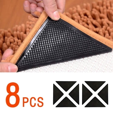 Antidérapants pour Tapis, Pince à Tapis pour Tapis, Pince à Tapis Anti-Boulochage Double Face, Coussinets de Tapis Lavables et Réutilisables, Noir, 8 Pcs – Garde Votre Tapis en Place et Rend les Coins Plats