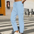 thumbnail image 2 of VEKDONE Womens Linen Long Pants Light Blue M, 2 of 7
