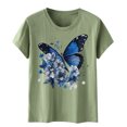 thumbnail image 4 of Hauts d'Été pour Femmes T-Shirt Imprimé à Col Rond Manches Courtes Sport Décontracté T-Shirts Surdimensionnés pour Femmes Vert Menthe L, 4 of 4
