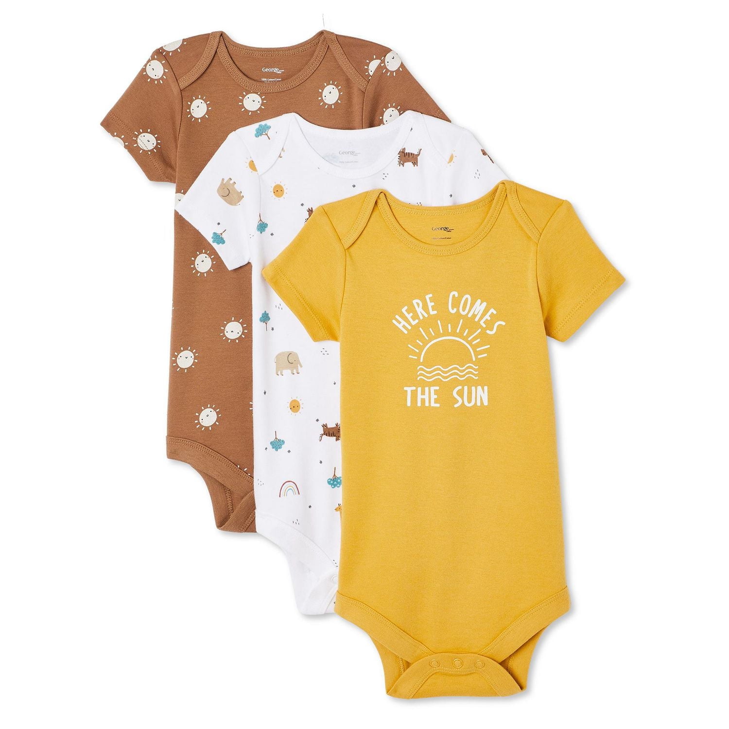 Lot de 3 cache-couches layette unisexe 100 % coton George pour nourrissons