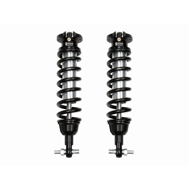 Fits 2019-2021 Ford Ranger Icon Vehicle Dynamics Coil Over Shock Absorber 91255 Non Adjustable Valving; 0 To 3-1/2 Inch Lift; Pigtail Spring; Black/Silver; Without Remote Reservoir; Set Of 2