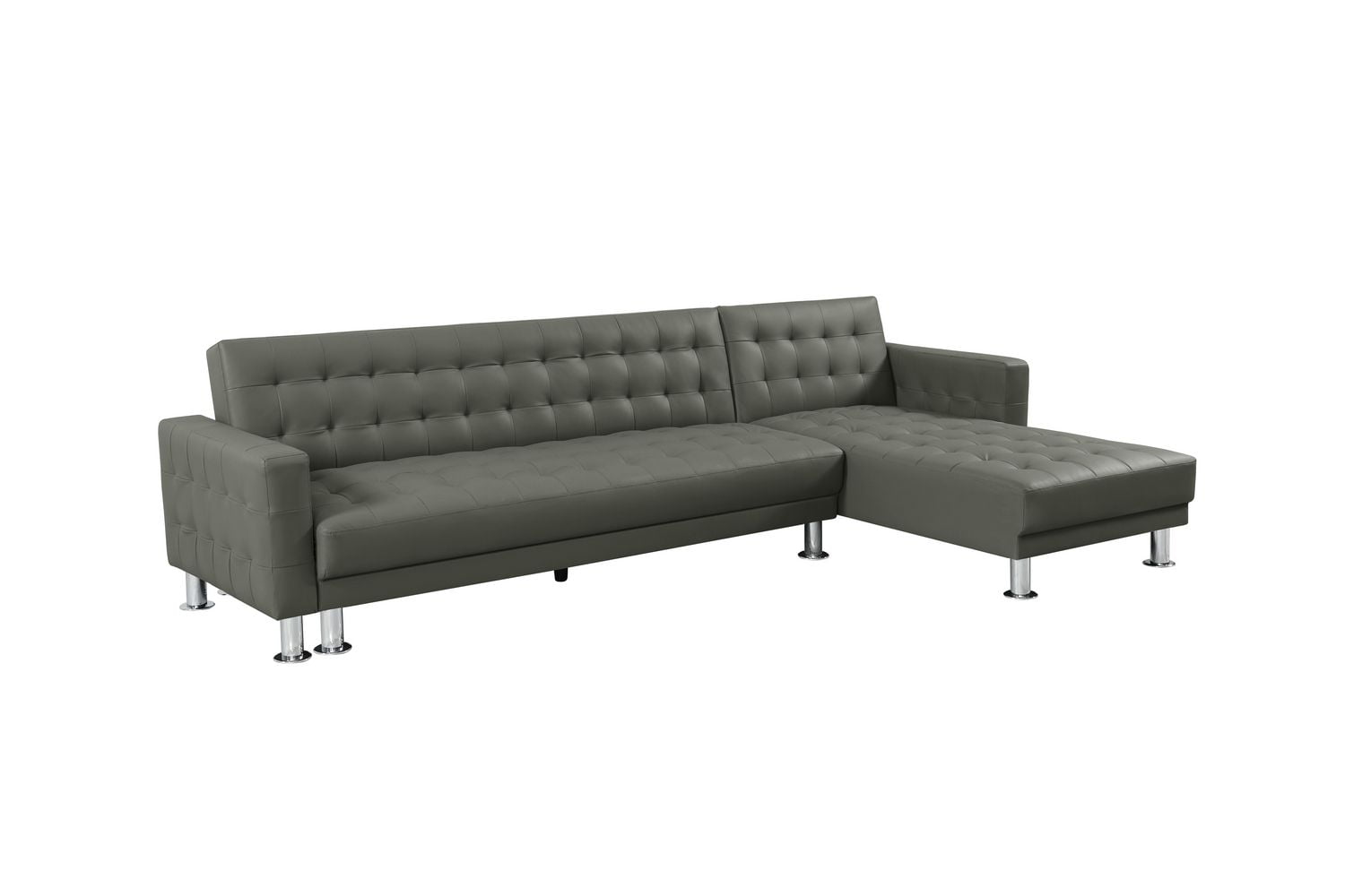 Velago ATTALENS Canapé-lit sectionnel en similicuir, gris