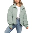 thumbnail image 1 of ORUYROP Women's Winter Puffer Down Jacket Long Sleeve Zipper Pockets Baggy Short Coats, 1 of 6