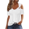thumbnail image 2 of QIPOPIQ Women's Cold Shoulder Tops Short Sleeve V Neck T Shirts Basic Summer Tees Clearance, 2 of 7