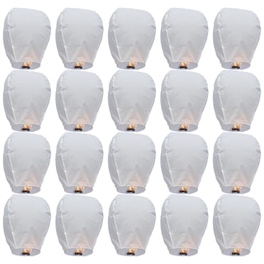 EGNMCR Décoration de Pièce 10 Pcs/20 Pcs Lanternes Chinoises Blanches Vous Pouvez Utiliser des Lanternes en Papier pour Créer Facilement un Style Chinois Ou Japonais Lanternes Festives pour Décoration de Fête d'Anniversaire Mariage Lampe à Souhaits
