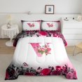 thumbnail image 2 of Erosebridal Ensemble de Couette Simple à Initiale de Lettre, Couette en Duvet Personnalisée Monogrammée, Déco Florale, Réversible, Légère, 2 Pcs, 2 of 8