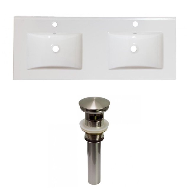 American Imaginations 59-in. W 1 Hole Ceramic Top Set In White Color - Overflow Drain Incl. AI-31648