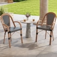 thumbnail image 4 of Gymax Outdoor French Bistro Chairs 4 PCS w/ Armrests Galvanized Metal Frame Black & White, 4 of 9