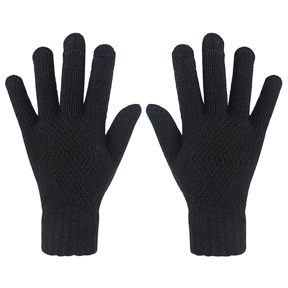 Penkiiy Winter Gloves for Women Wool Knitted Touchscreen Gloves Men and Women Winter Warm Gloves Black Gloves