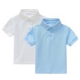 thumbnail image 2 of YUNAFFT Polos pour Enfants Été Décontracté Couleur Unie Manches Courtes Col Rond Lot de 2 Style Décontracté de Tous les Jours, 2 of 9