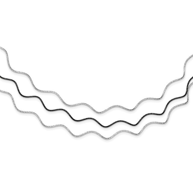 Collier en Argent Sterling 925 Plaqué Ruthénium Finition Homard Fantaisie Plaqué Ruthénium avec Fil Ondulé de 1,5 Po