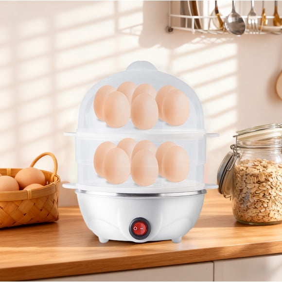 Tyidzon Egg Cooker Mini Stainless Steel Household Double Layer Boiled Eggs Breakfast Maker Small Home Electricity Appliance For Soft Or Hard Eggs