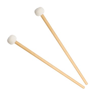 CIMAXIC 1 Pair Timpani Mallets Sticks Felt Head Drum Sticks Mallets with Wood Handle Musical Percussion (White),15.16"X1.38"X1.38"