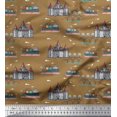 thumbnail image 1 of Soimoi polyester Crepe Fabric Ship,Castel & Bridge Architectural Printed Fabric 1 Yard 52 Inch Wide, 1 of 1