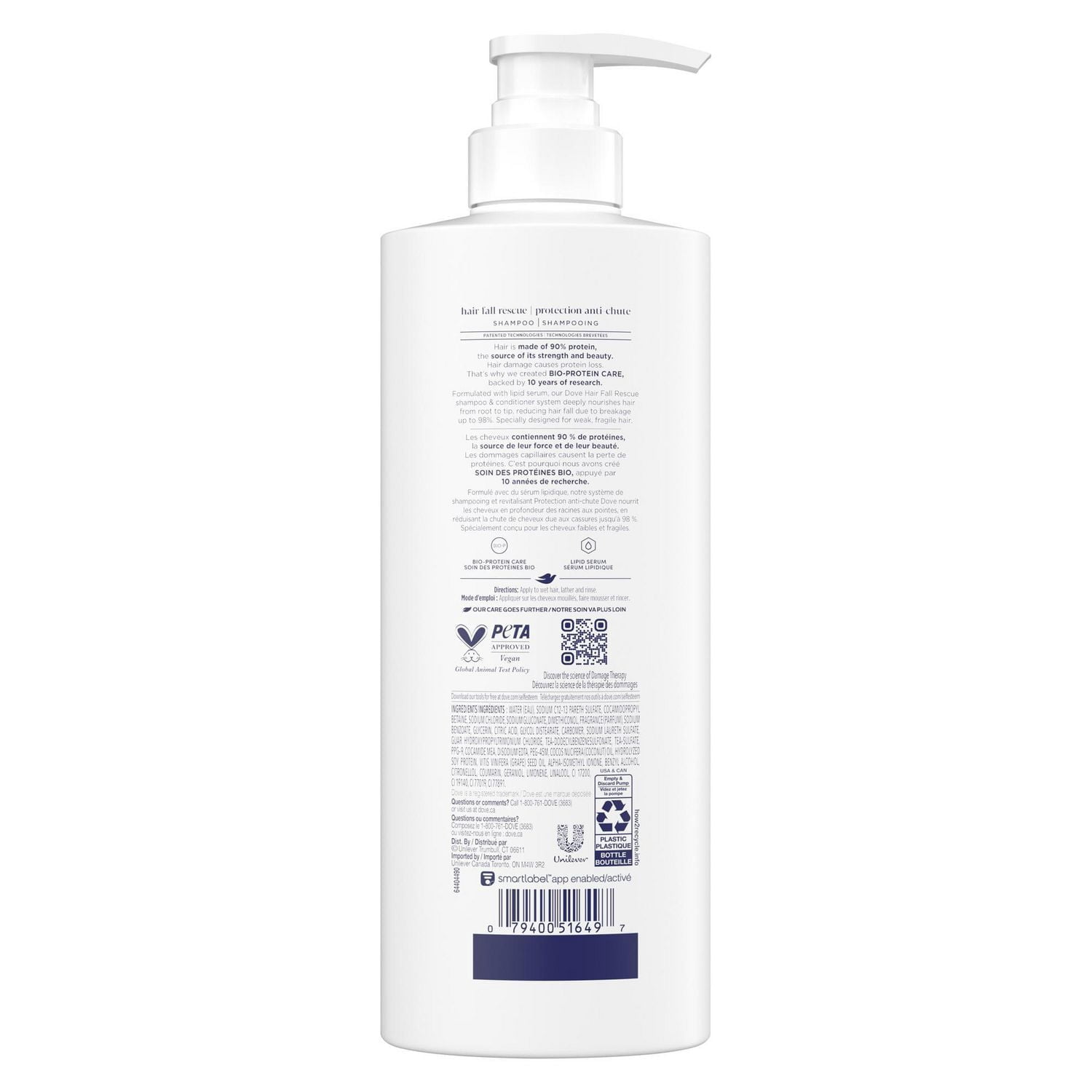 Dove Shampooing Protection Anti-Chute Soin des Protéines Bio + Sérum Lipidique, 530 ml