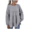 thumbnail image 1 of Babysbule Liquidation Haut d'Été pour Femmes Blouse à Manches Longues Lanterne à Col Rond pour Femmes Hauts, 1 of 8
