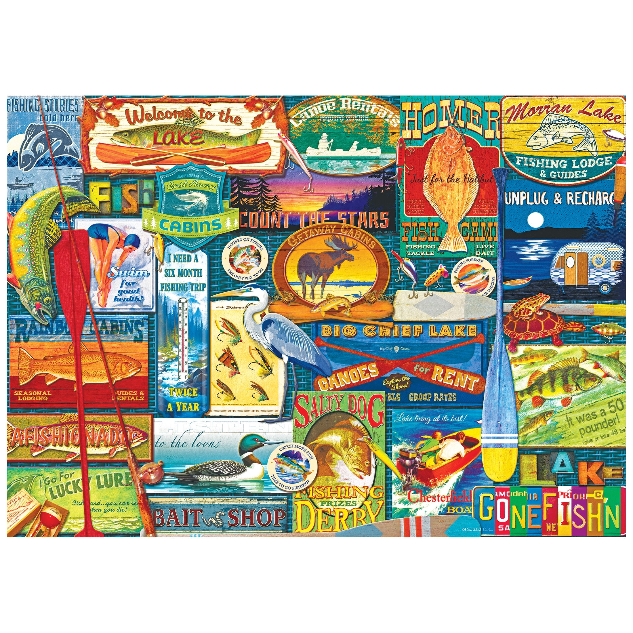 RoseArt - Colorluxe 1000-Piece - Signs at The Lake - Adult Interlocking Puzzle