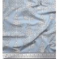thumbnail image 1 of Soimoi Modal Satin Fabric Leaves & Floral Block Print Sewing Fabric Yard 42 Inch Wide, 1 of 3