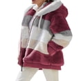 thumbnail image 3 of Womens Plush Hooded Sweatshirts Oversized Pullover Zipper Coats with Pocket, 3 of 6
