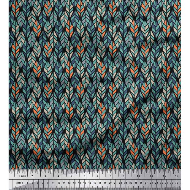 Soimoi Poly Georgette Fabric Leaves Small Printed Craft Fabric by The Yard 52 Inch Wide